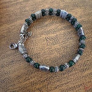 Green and silver bracelet